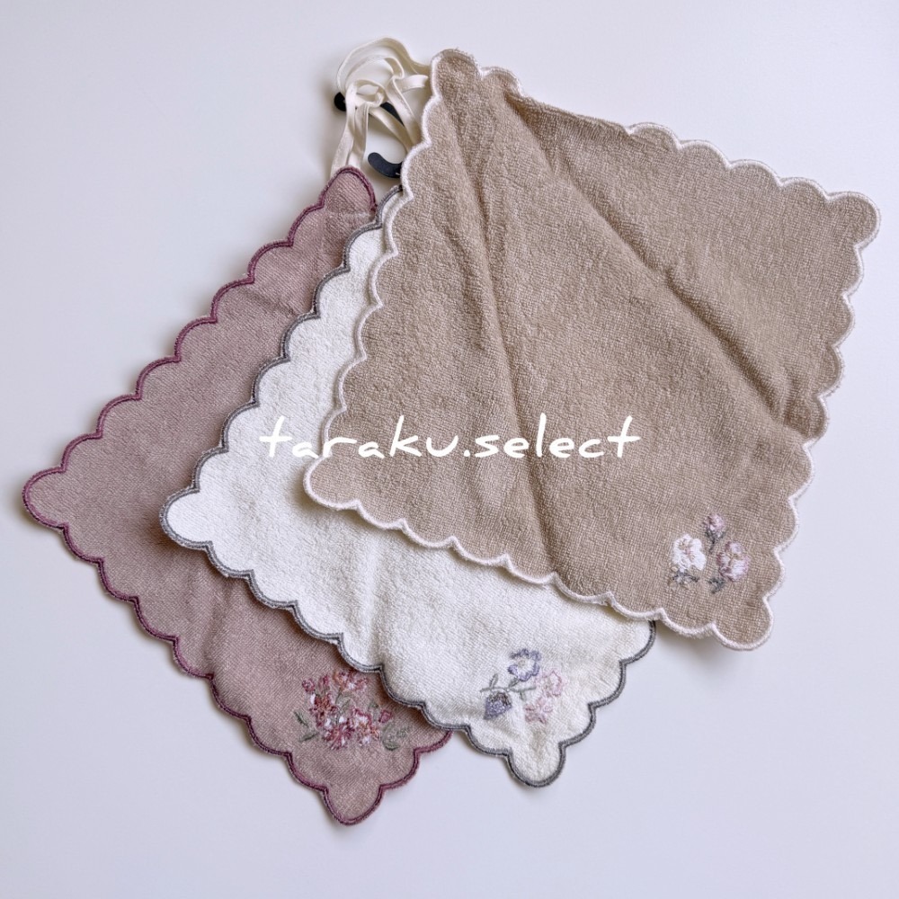 毛巾手帕｜現貨｜花朵刺繡手帕3件組。日本童裝 可書寫姓名 附掛環 幼兒園備品 擦手巾 多樂選物 tw-細節圖2