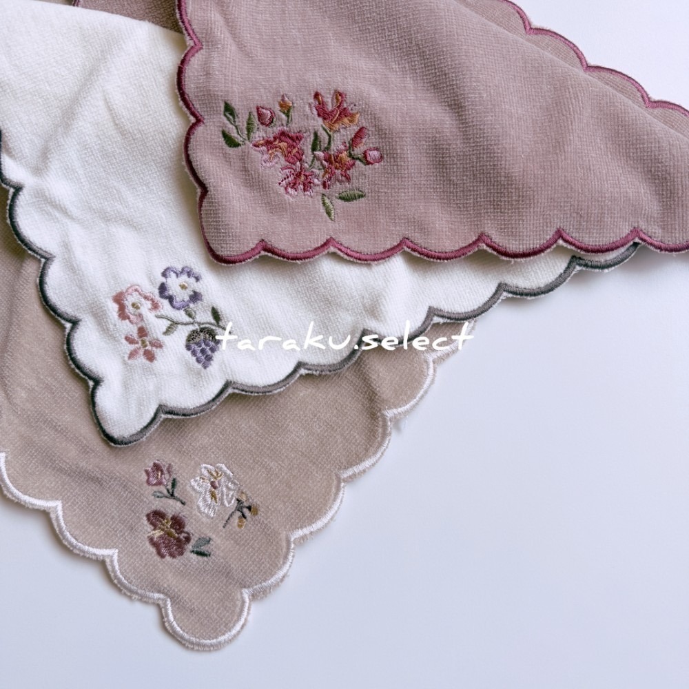 毛巾手帕｜現貨｜花朵刺繡手帕3件組。日本童裝 可書寫姓名 附掛環 幼兒園備品 擦手巾 多樂選物 tw-細節圖5