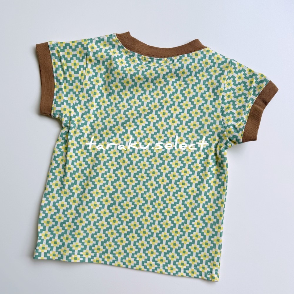 幼童上衣｜現貨 100cm 110cm｜&mignon 復古花紋短袖上衣。日本童裝 幼兒上衣 接觸涼感 多樂選物-細節圖2