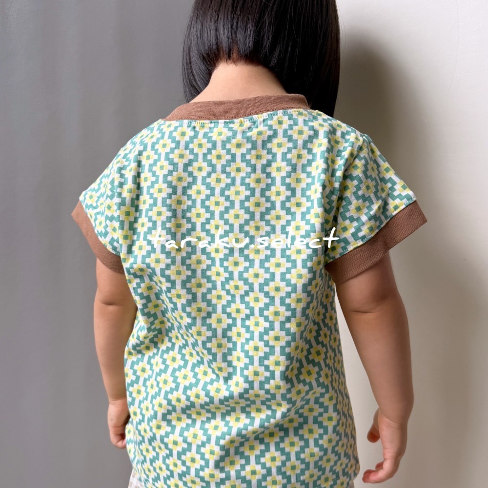 幼童上衣｜現貨 100cm 110cm｜&mignon 復古花紋短袖上衣。日本童裝 幼兒上衣 接觸涼感 多樂選物-細節圖7