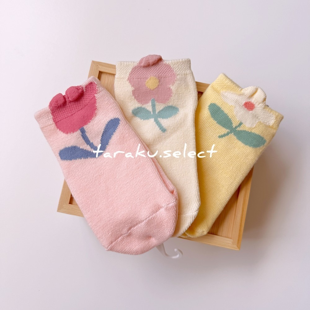 寶寶襪｜現貨 13-15cm｜日本stample 寶寶襪3雙組。日本童裝 止滑襪 寶寶襪 幼兒襪 花朵貓咪襪子多樂選物-細節圖5