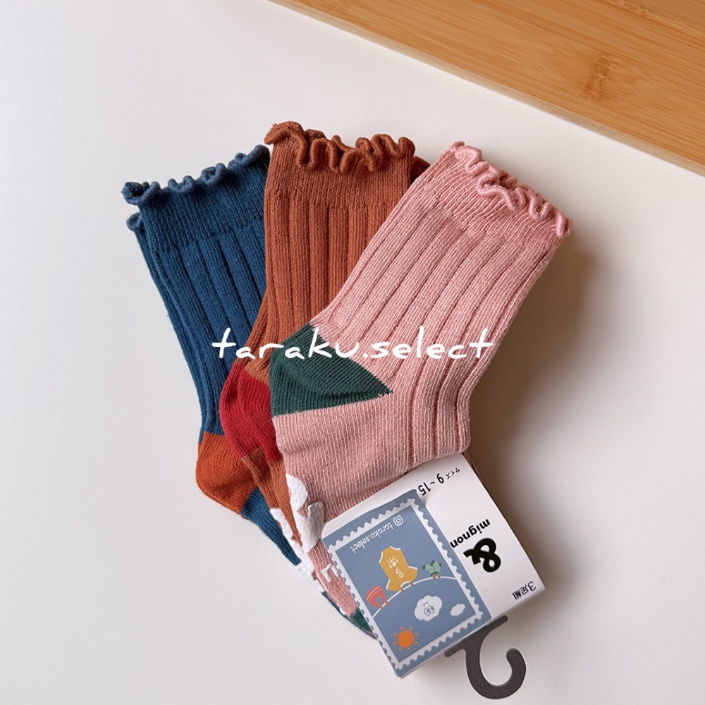 寶寶襪｜現貨 9~15cm｜寶寶襪3雙組。日本童裝 &mignon 男寶女寶 襪子 素色襪 防滑襪 中低筒襪 多樂選物-細節圖4