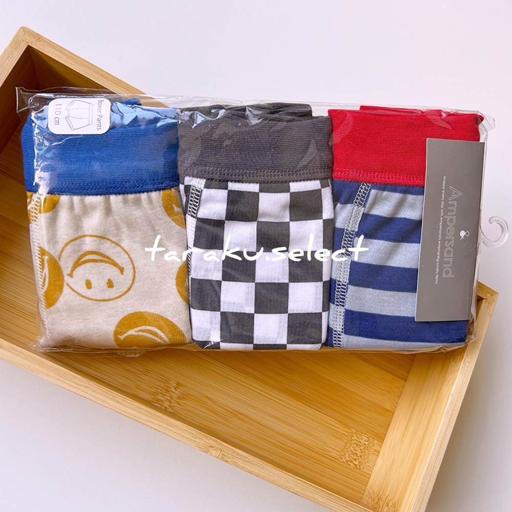 男童四角內褲｜現貨 110cm 120cm｜內褲3件組。日本童裝 BREEZE 純棉 四角褲 格紋 笑臉 內褲 多樂選物-細節圖2