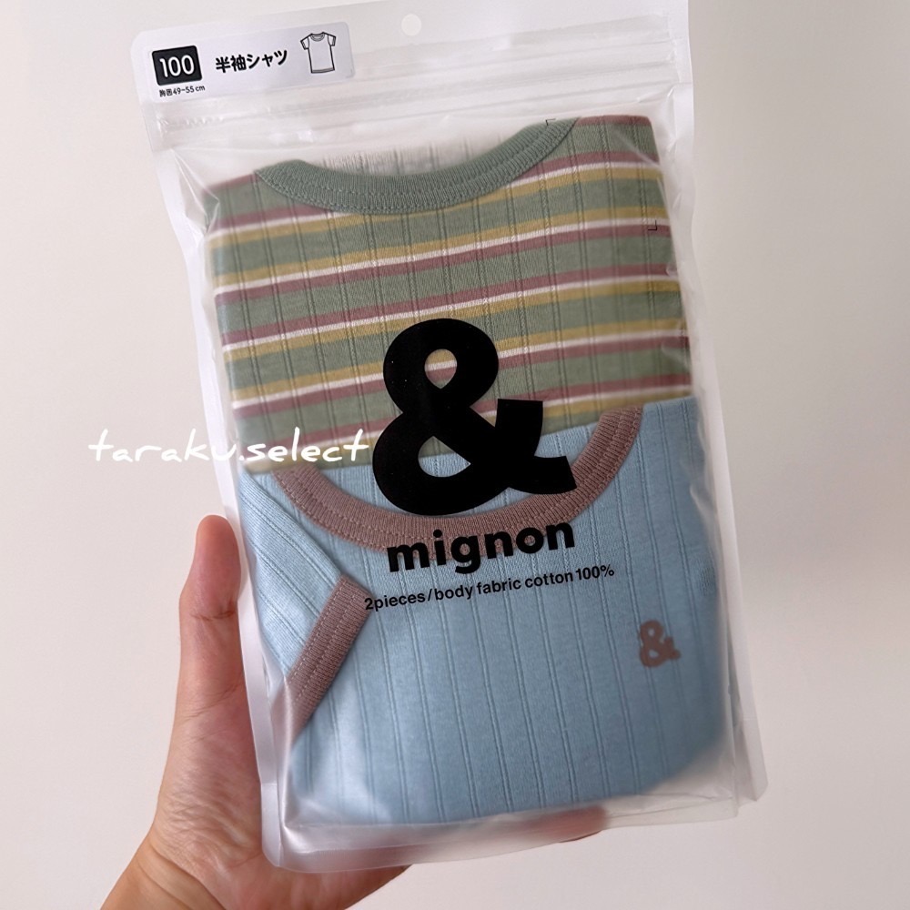 短袖內衣｜現貨 90 95 100cm｜&mignon 幼兒純棉內衣2件組。日本童裝 復古條紋 美式休閒 多樂選物-細節圖2