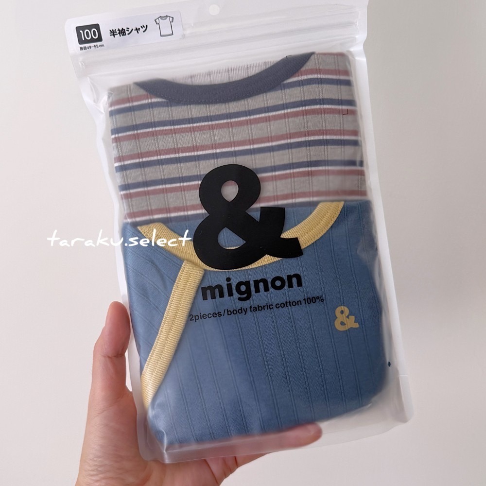 短袖內衣｜現貨 90 95 100cm｜&mignon 幼兒純棉內衣2件組。日本童裝 復古條紋 美式休閒 多樂選物-細節圖3