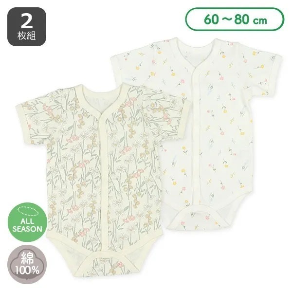 70cm。西松屋前開扣短袖包屁衣2件組 日本童裝代購-細節圖2