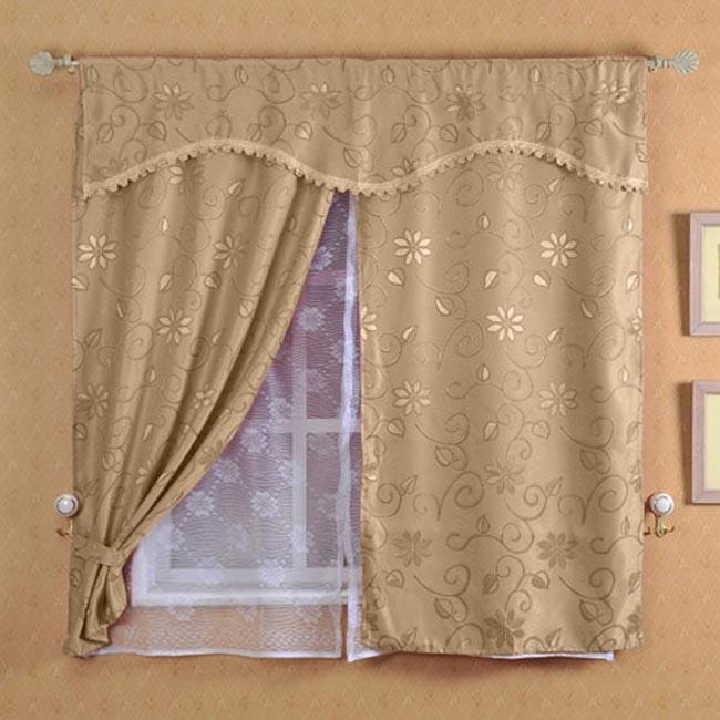 【居家生活免運費】新明采緹花雙層網紗窗簾 三色可選 窗簾 居家 家飾配件 客廳 臥室 客房-細節圖2