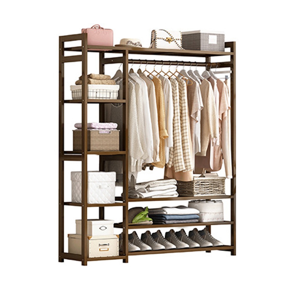 莫菲思★現貨免運★楠竹衣帽架90cm / 120cm 寬-茶色 抗發霉更輕更耐重 衣櫥 衣架 衣帽架 竹製衣架-細節圖2