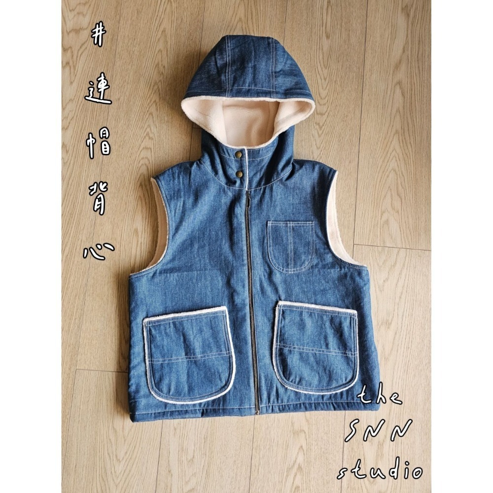 2025/ SNN #連帽背心 - 復古藍牛仔 （需訂製）-細節圖2