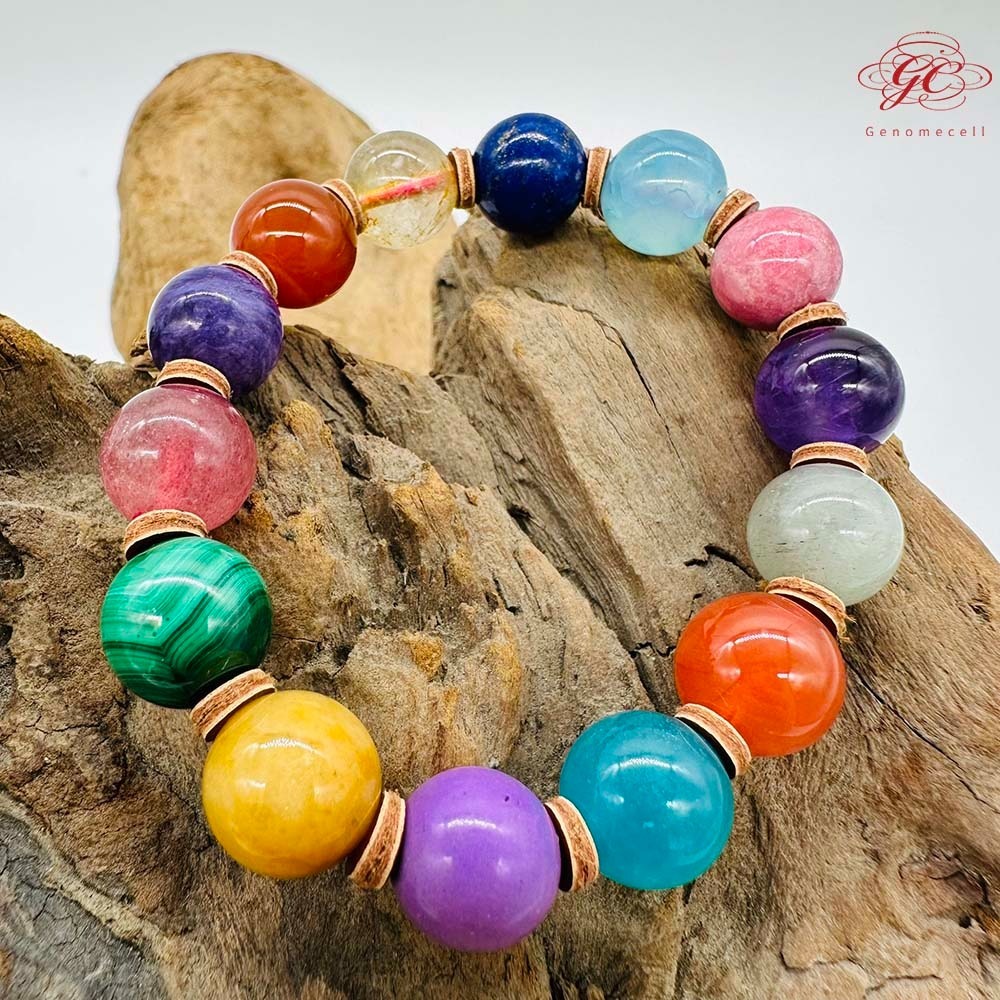 【肌容雪】彩色鹽源玉單圈手串 編號B47-細節圖2