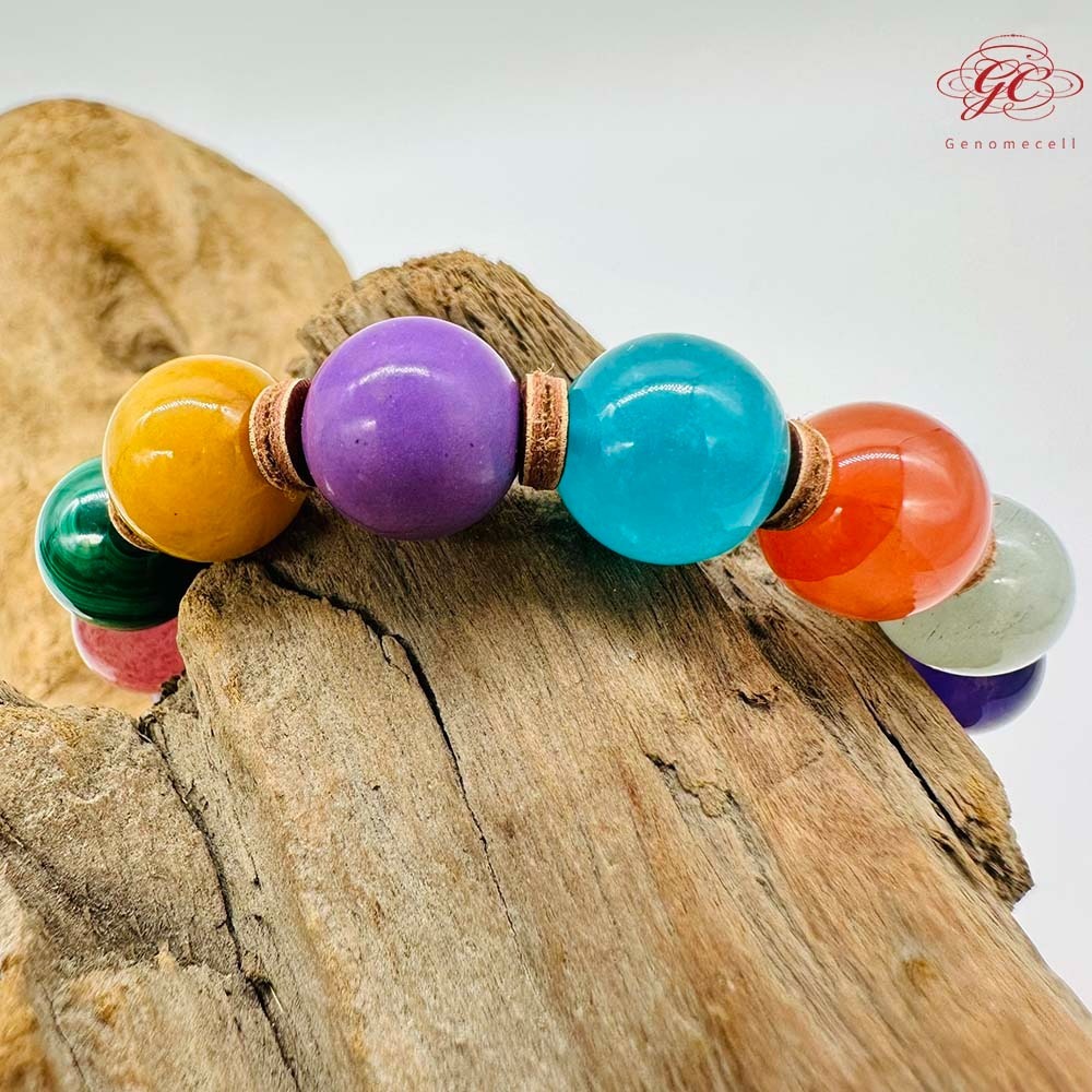 【肌容雪】彩色鹽源玉單圈手串 編號B47-細節圖3