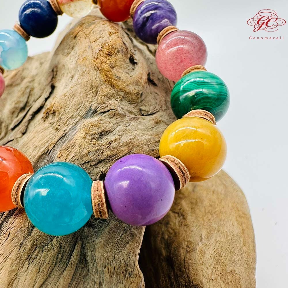 【肌容雪】彩色鹽源玉單圈手串 編號B47-細節圖6