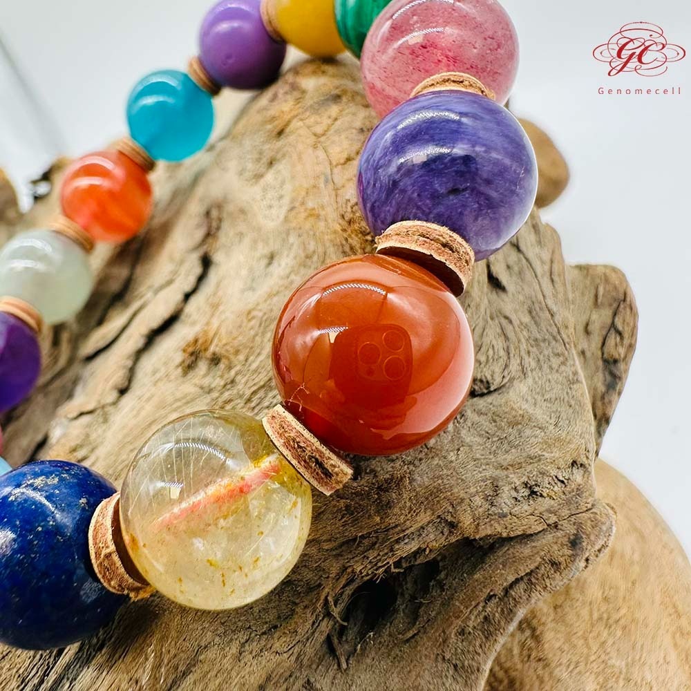 【肌容雪】彩色鹽源玉單圈手串 編號B47-細節圖7