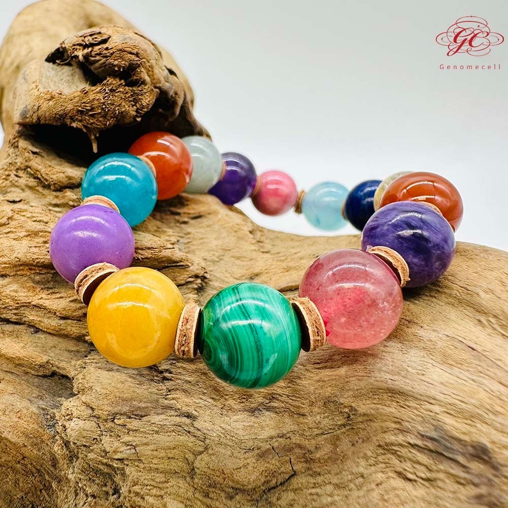 【肌容雪】彩色鹽源玉單圈手串 編號B47-細節圖9