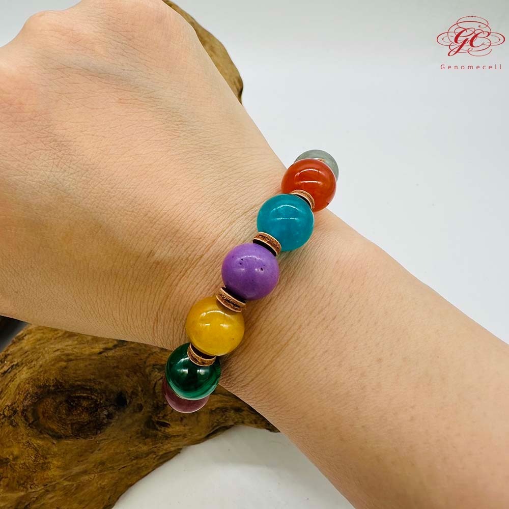 【肌容雪】彩色鹽源玉單圈手串 編號B47-細節圖10