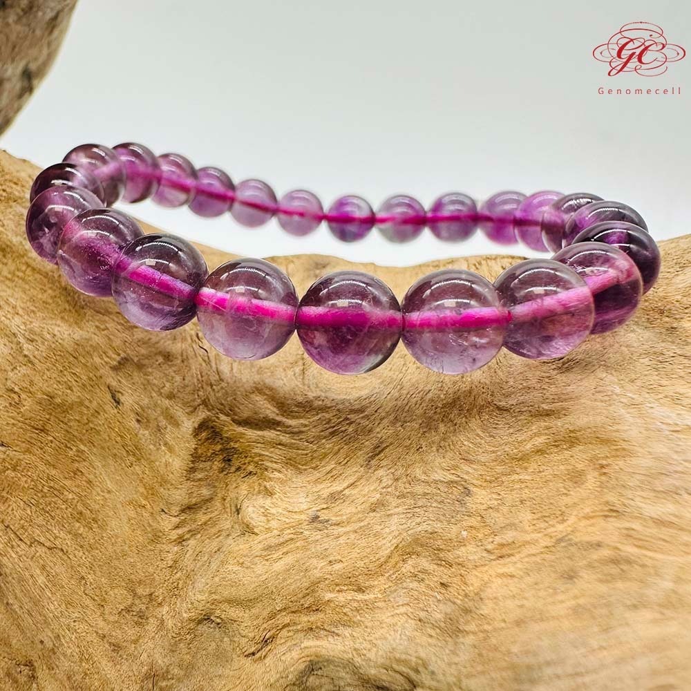 【肌容雪】紫螢石單圈手串 編號B54-細節圖6