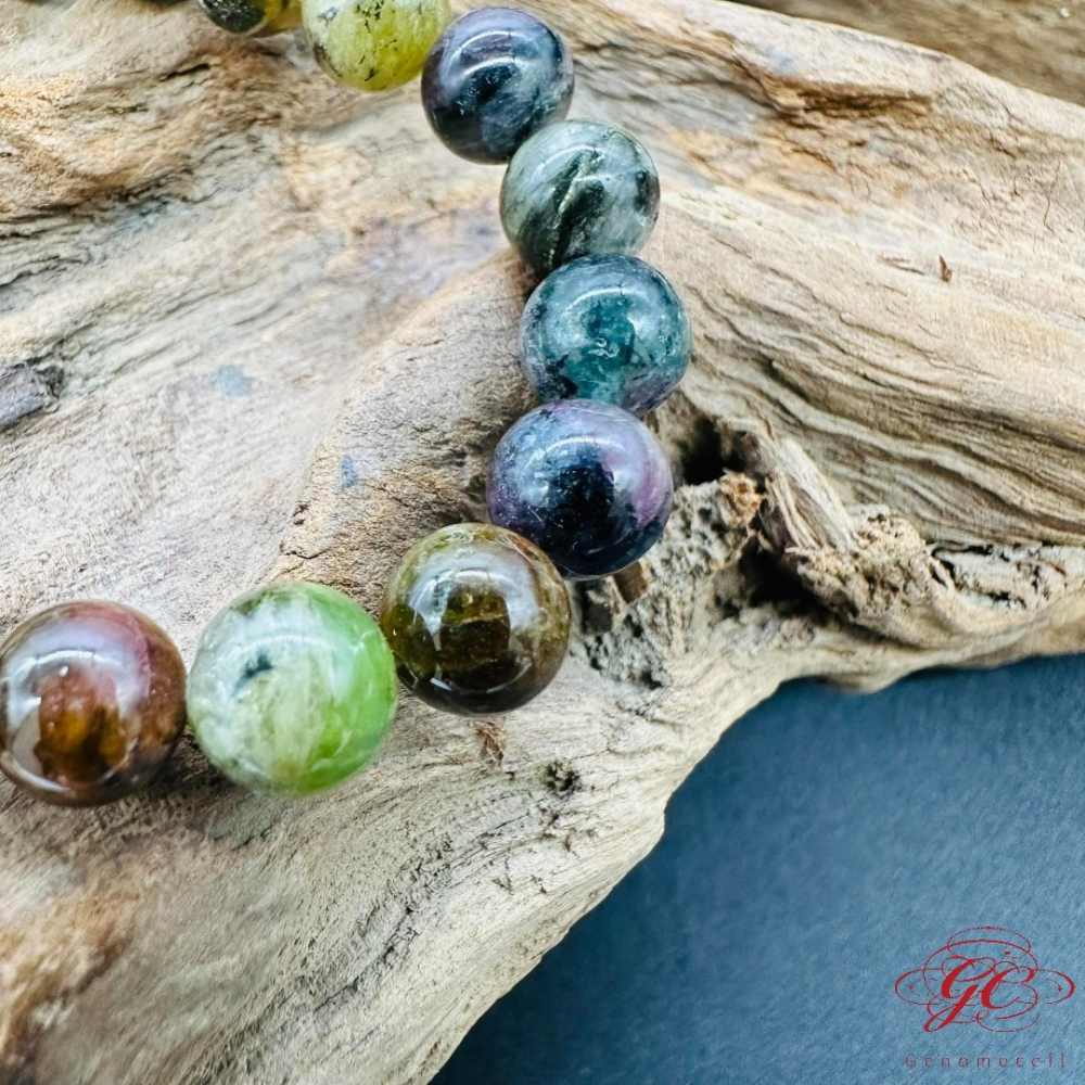 【肌容雪】老礦碧璽彩珠手串 編號B159-細節圖2