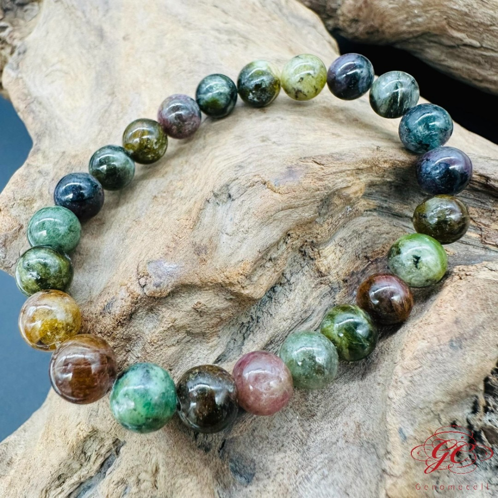 【肌容雪】老礦碧璽彩珠手串 編號B159-細節圖4