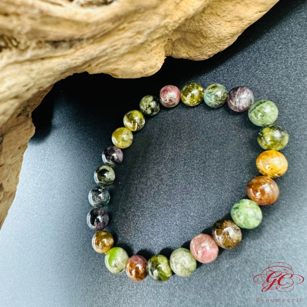 【肌容雪】老礦碧璽彩珠手串 編號B159-細節圖6