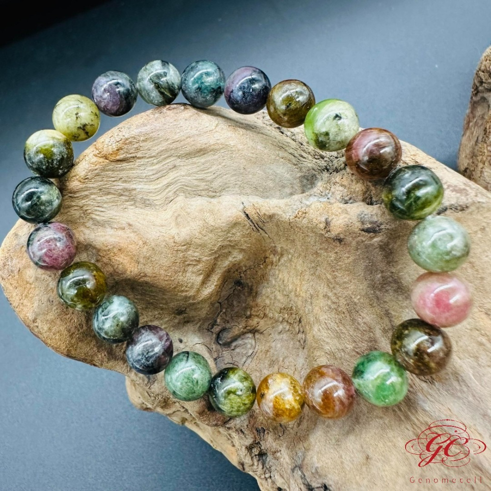 【肌容雪】老礦碧璽彩珠手串 編號B159-細節圖7