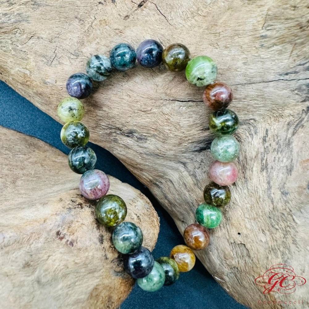 【肌容雪】老礦碧璽彩珠手串 編號B159-細節圖8