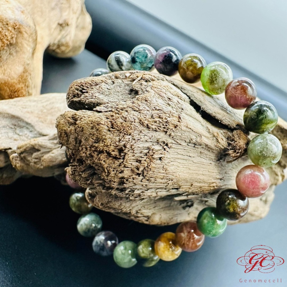 【肌容雪】老礦碧璽彩珠手串 編號B159-細節圖9