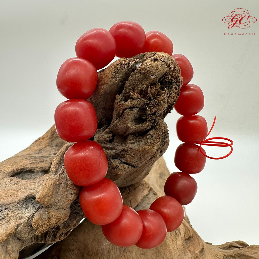 【肌容雪】硃砂單圈手串 編號C21-細節圖6