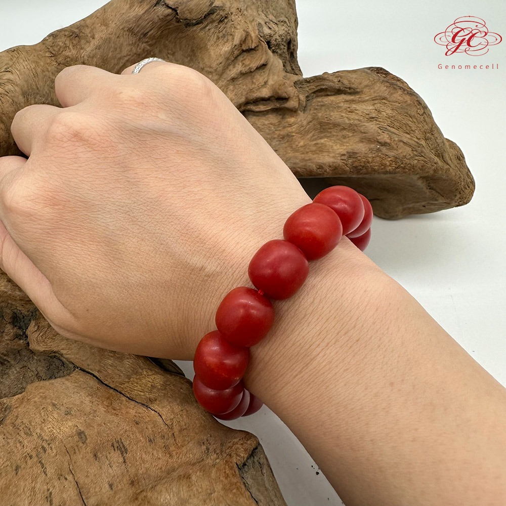【肌容雪】硃砂單圈手串 編號C21-細節圖10