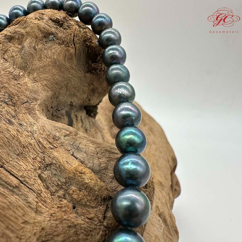 【肌容雪】孔雀綠光澤天然珍珠愛心鑲鑽扣頭鎖骨鍊附收納盒 編號P11-細節圖5