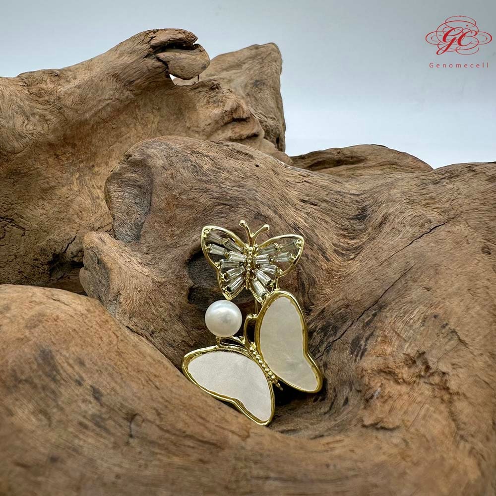 【肌容雪】雙蝶白貝天然珍珠胸針附收納盒 編號P13-細節圖8