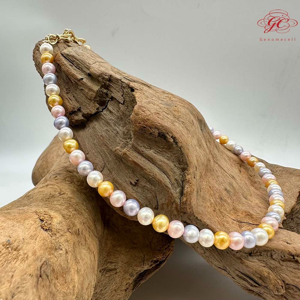 【肌容雪】天然多彩珍珠金色蝴蝶結造型扣頭鎖骨鍊附收納盒 編號P53-細節圖2