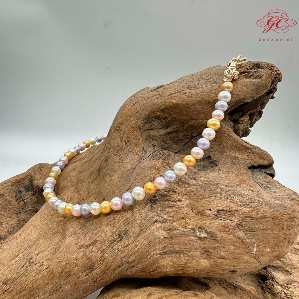 【肌容雪】天然多彩珍珠金色蝴蝶結造型扣頭鎖骨鍊附收納盒 編號P53-細節圖3