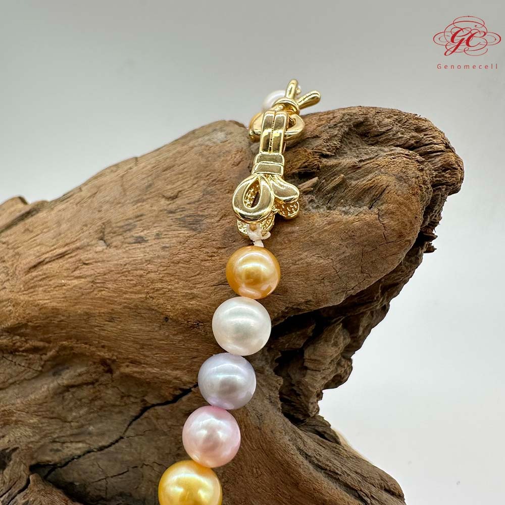 【肌容雪】天然多彩珍珠金色蝴蝶結造型扣頭鎖骨鍊附收納盒 編號P53-細節圖4