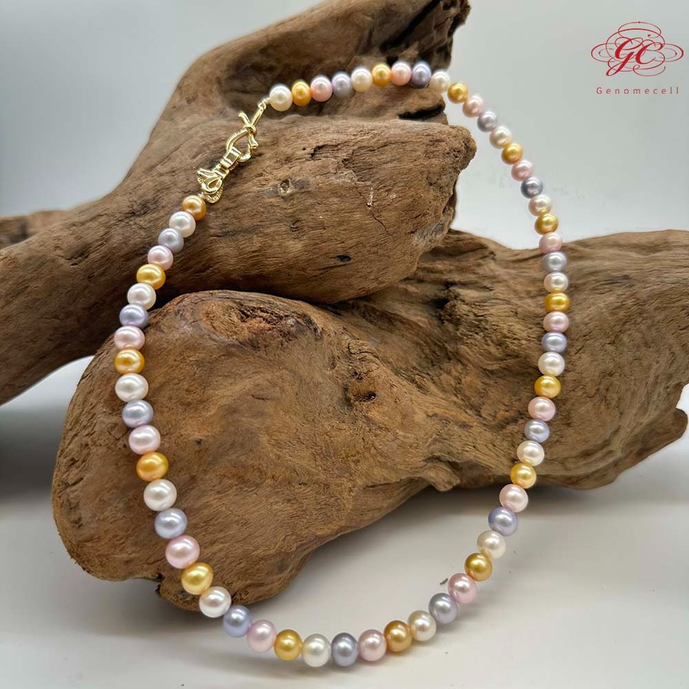 【肌容雪】天然多彩珍珠金色蝴蝶結造型扣頭鎖骨鍊附收納盒 編號P53-細節圖6