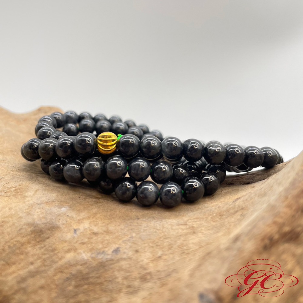 【肌容雪】天然緬甸A貨墨翡翠圓珠串項鍊 編號02-細節圖3