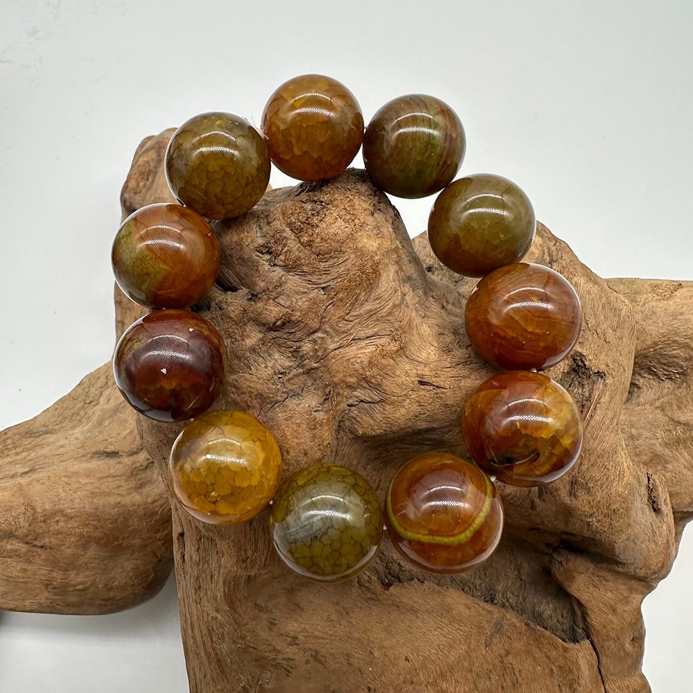 【肌容雪】天然美石琥珀單圈手串 編號B242-細節圖2