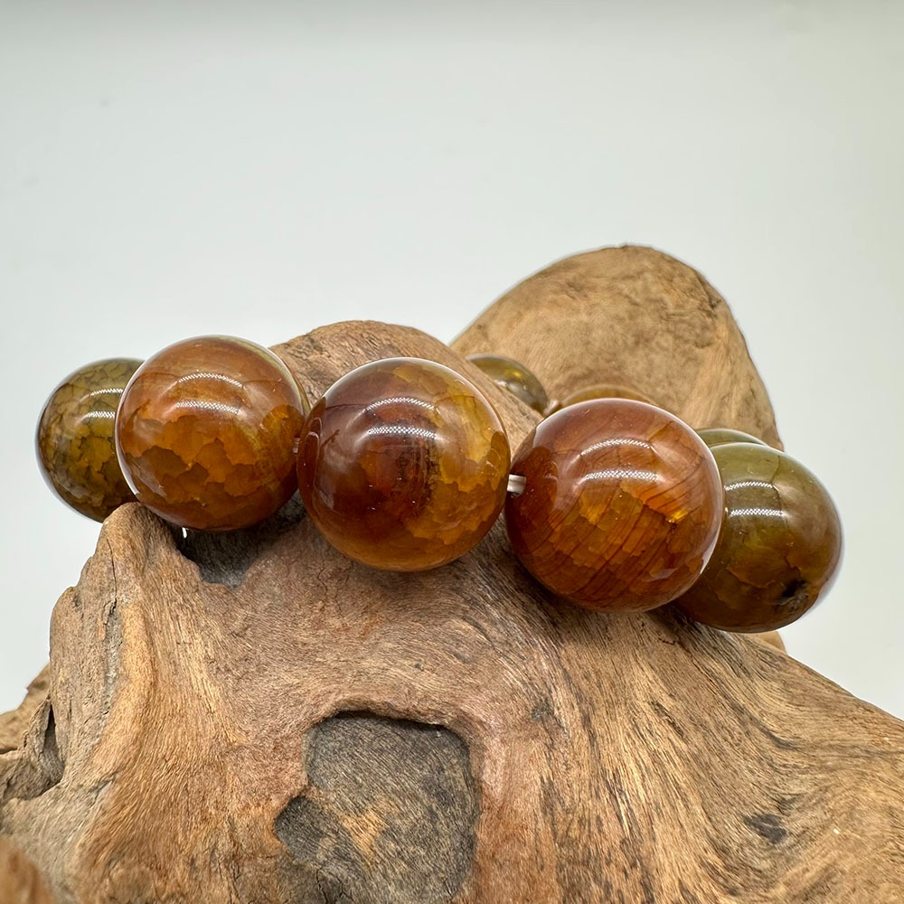 【肌容雪】天然美石琥珀單圈手串 編號B242-細節圖3