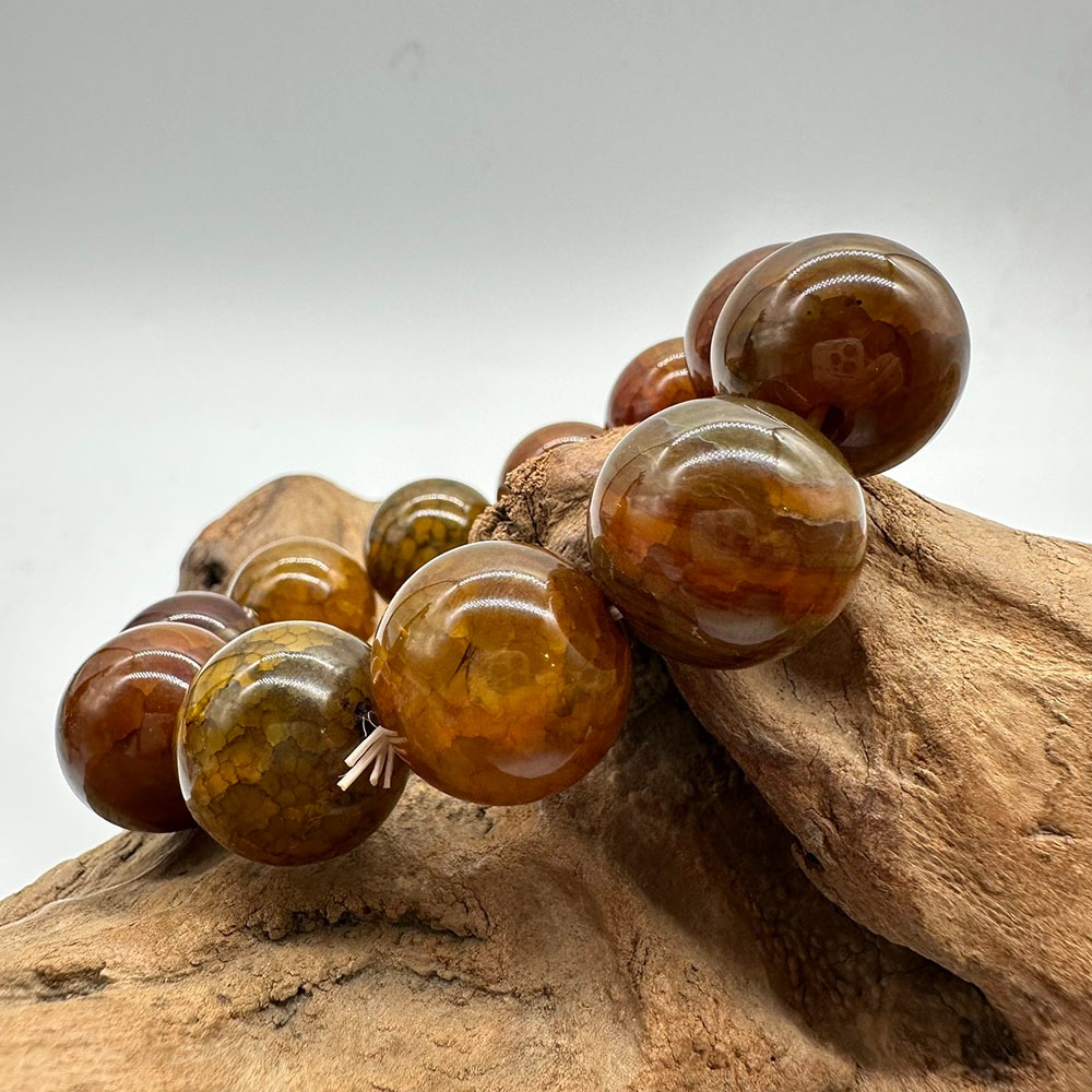 【肌容雪】天然美石琥珀單圈手串 編號B242-細節圖4