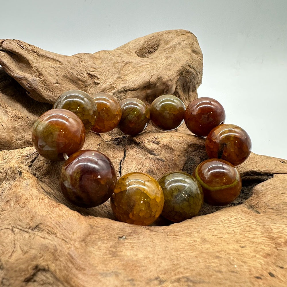 【肌容雪】天然美石琥珀單圈手串 編號B242-細節圖5