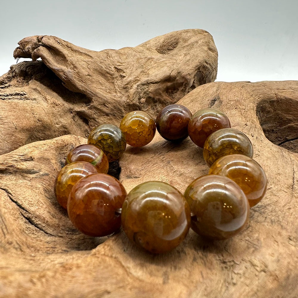 【肌容雪】天然美石琥珀單圈手串 編號B242-細節圖6