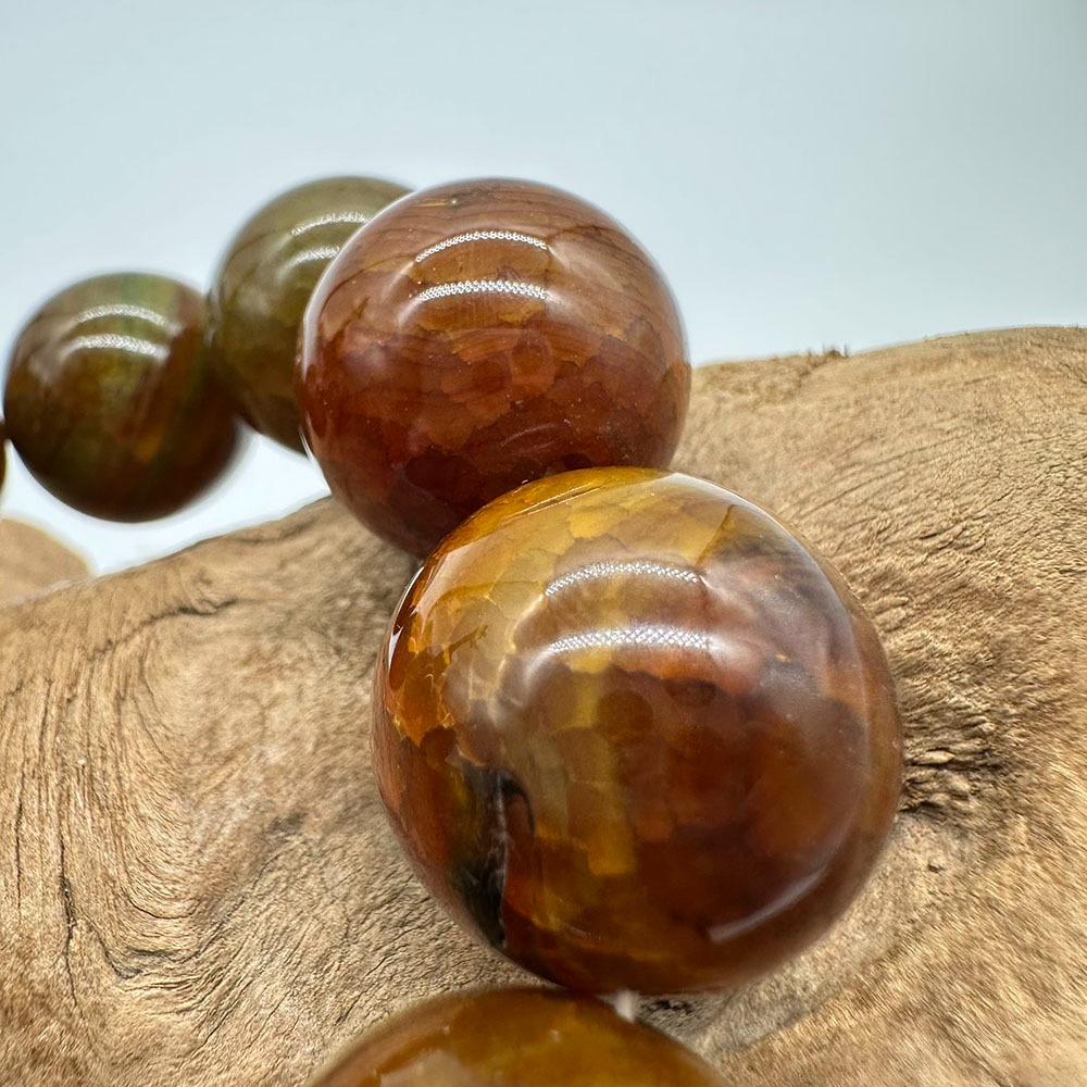 【肌容雪】天然美石琥珀單圈手串 編號B242-細節圖9