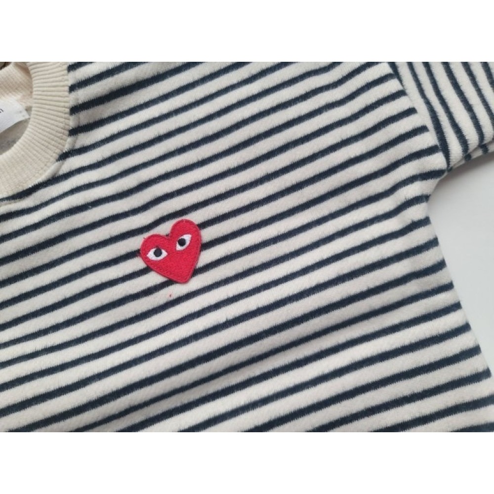 【預購】前胸小愛心條紋包屁衣-細節圖5
