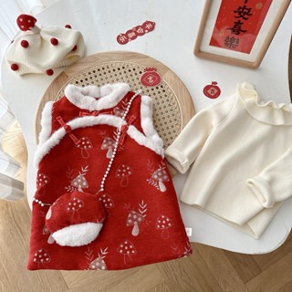 【預購】冬季夾棉女童拜年套裝 童裝 過年穿搭 寶寶穿搭-細節圖3