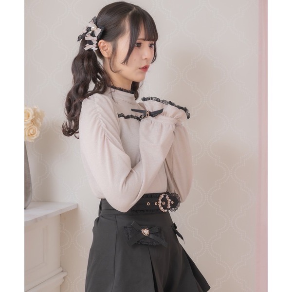 代購日本🇯🇵 ROJITA 閃亮粉色蕾絲蝴蝶結長袖上衣キラキラテレコトップス地雷系ピンク free size-細節圖2