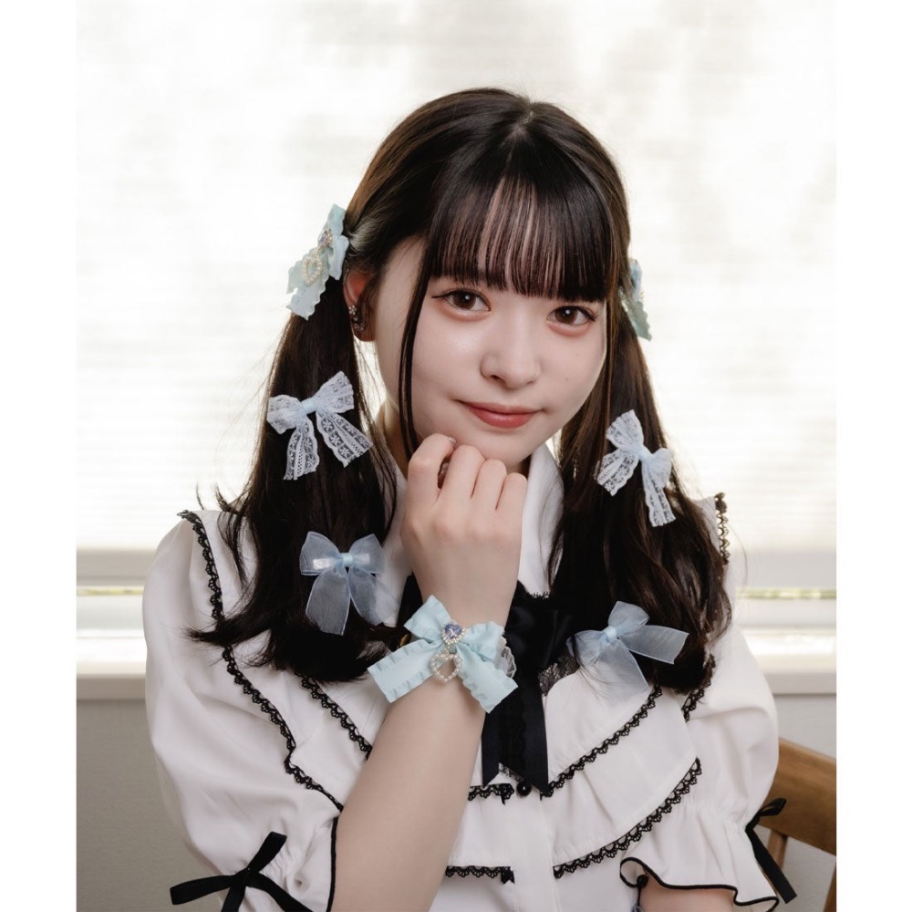 代購日本🇯🇵ROJITA紫色荷葉邊蝴蝶結心形珠寶手鍊フリルリボンハートビジュブレスレット地雷系パープルfree si-細節圖2