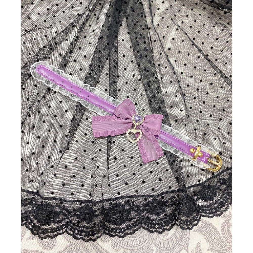 代購日本🇯🇵ROJITA紫色荷葉邊蝴蝶結心形珠寶手鍊フリルリボンハートビジュブレスレット地雷系パープルfree si-細節圖4