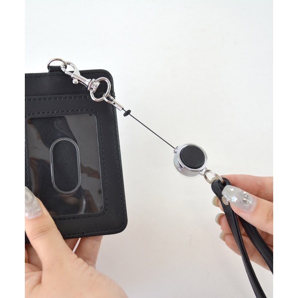 代購日本🇯🇵SecretDoor黑色證件套悠遊卡票卡夾附吊飾蕾絲珍珠蝴蝶結心形鍊 定期入れパスケースICカード地雷系-細節圖4