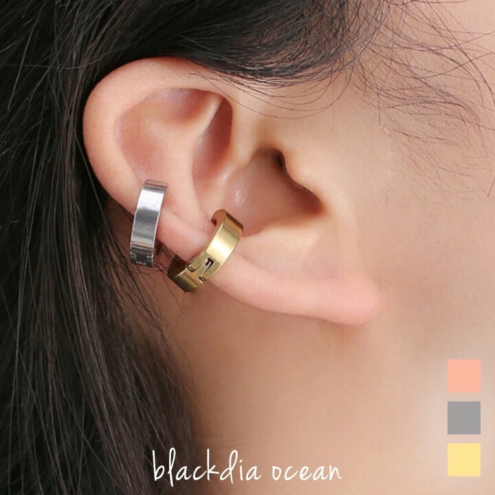 代購日本🇯🇵 blackdia ocean不鏽鋼迷你環狀耳環ミニフープイヤリング耳扣 耳垂 耳骨 地雷系シルバー雙耳-細節圖4