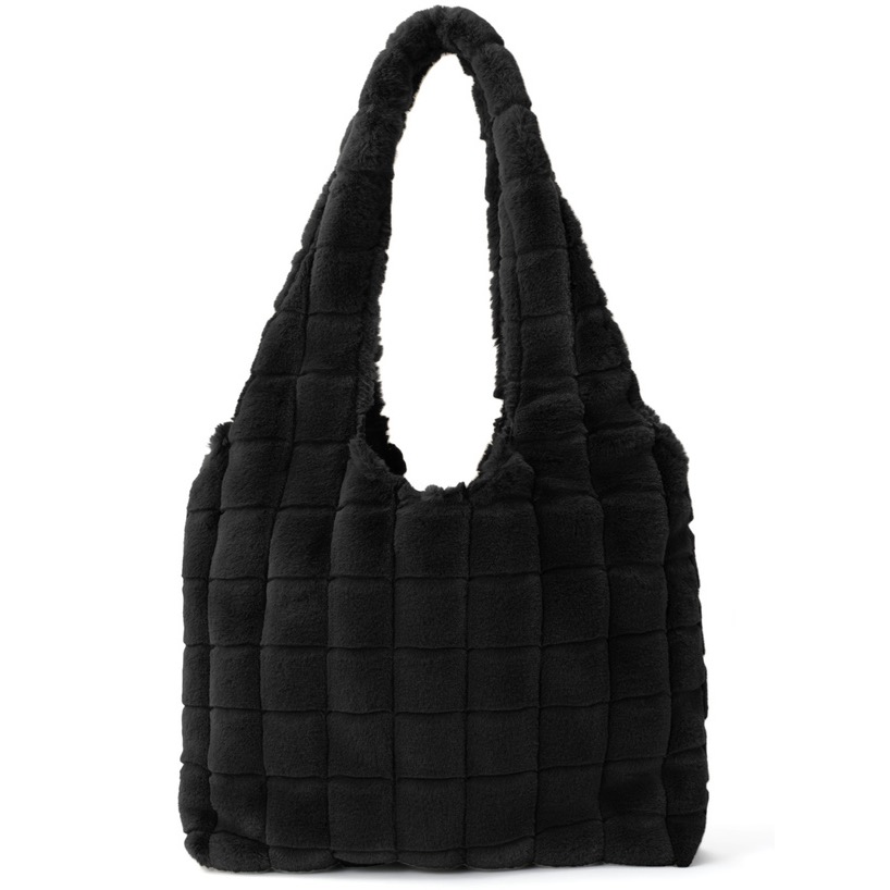 代購日本🇯🇵GRL新款黑色毛皮方形手提肩背包ファースクエアトートバッグ[tr685] ブラックfree size-細節圖2