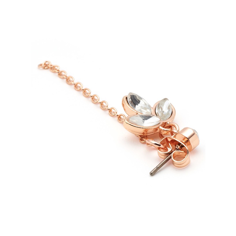 代購日本🇯🇵GRL新款川本笑瑠玫瑰金色耳針式寶石鏈長氣質耳環ビジューチェーンロングピアス[ts419]ピンクゴールド-細節圖5